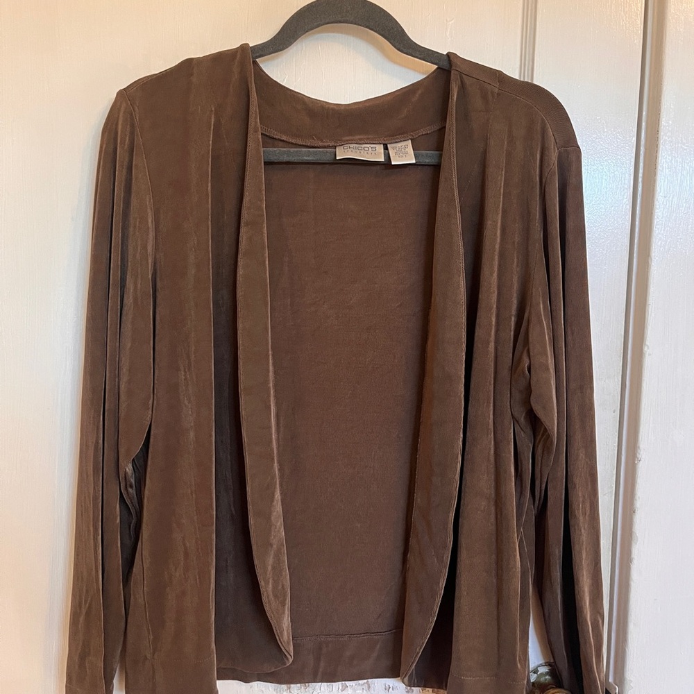 Chico's Brown Open Front Cardigan